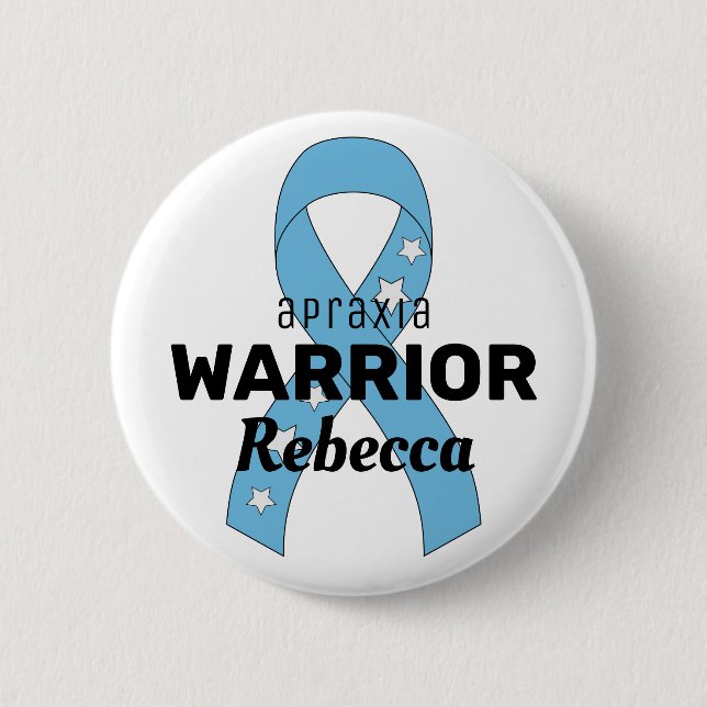 Apraxia Warrior Ribbon White Button (Vorderseite)