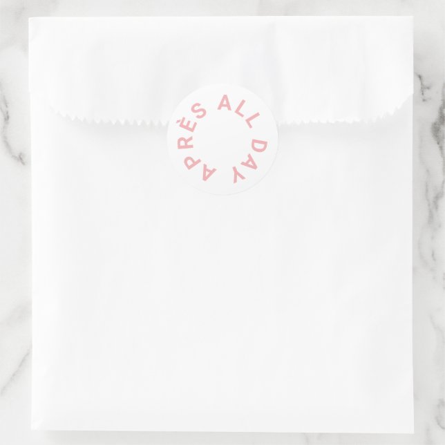 Après All Day Icy Pink Ski Thema Runder Aufkleber (Tasche)