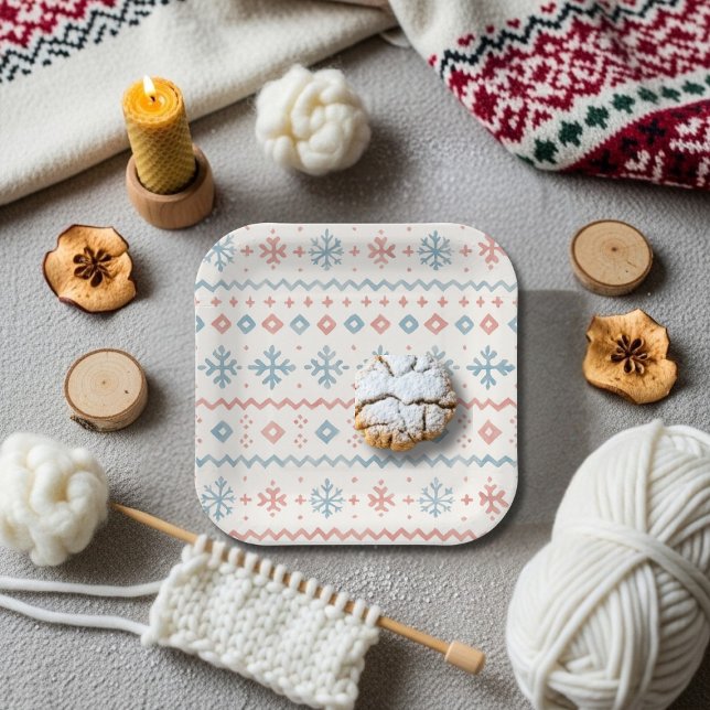 Après Bébé Fair Isle Muster Ski Club  Pappteller (Après Bébé Fair Isle Pattern Ski Club Paper Plates)