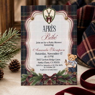 Après Bébé Preppy Ski Lodge Weihnachts-Baby-Party Einladung