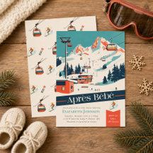 Après Bébé Retro Ski-Baby-Shower-Einladung