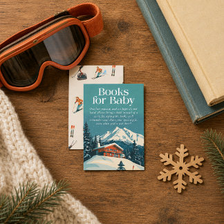 Après Bébé Retro Ski Bücher für Baby Einlegekarte Visitenkarte