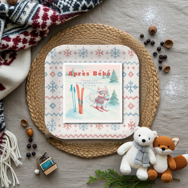 Après Bébé ski Arctic Fox Serviette (Après Bébé ski Arctic Fox Napkins)