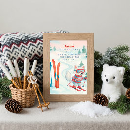 Après Bébé Ski Baby fox Favors Table Sign    Einladung