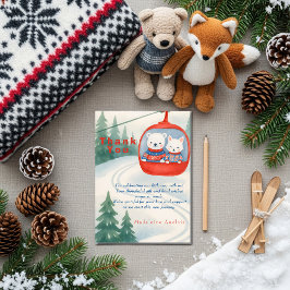 Après Bébé Ski Baby Woodland animals Thank You  Einladung