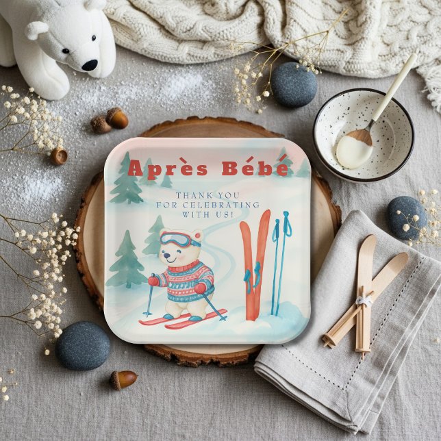 Après Bébé Ski Eisbär Pappteller (Après Bébé ski Polar Bear Paper Plates)