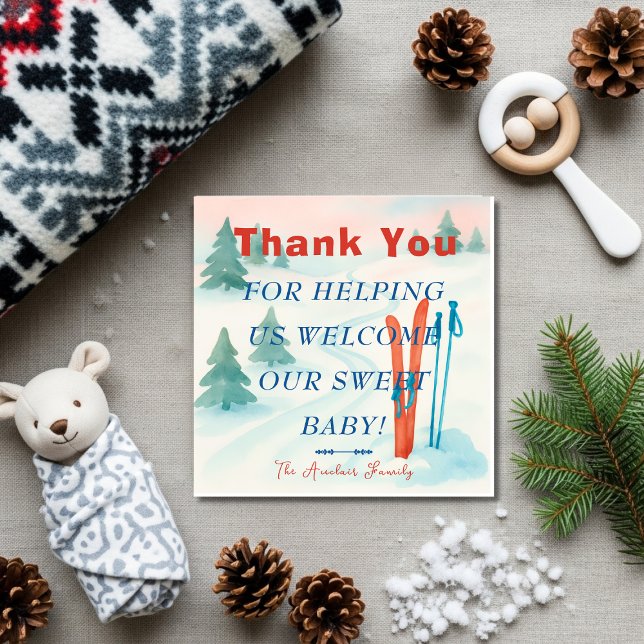 Après Bébé  Skilabor & Entbindungsstation NICU Kra Dankeskarte (Après Bébé ski Labor & Delivery NICU Hospital Thank You Card)