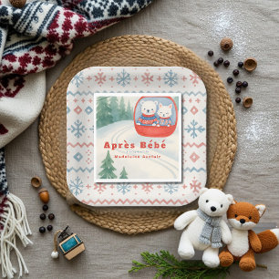 Après Bébé Skilandschaft Tiere Winter Babyparty Serviette