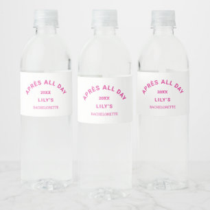 Après Ganztags Hot Pink Bachelorette Ski Party Wasserflaschenetikett