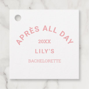 Après Ganztags Pink Bachelorette Ski Party Square Geschenkanhänger