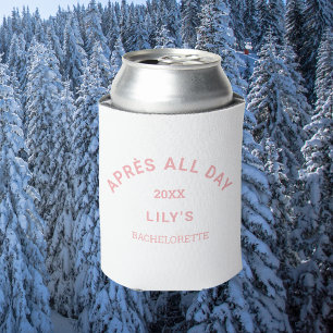 Après Ganztags Pink Bachelorette Ski Party Wappen Dosenkühler
