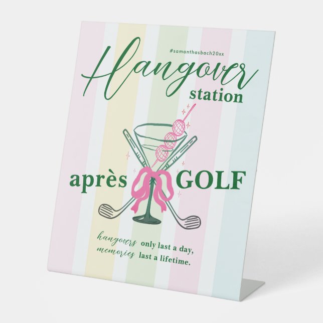 Aprés Golf Coquette Bachelorette Hangover Station Sockelschild (Vorderseite)