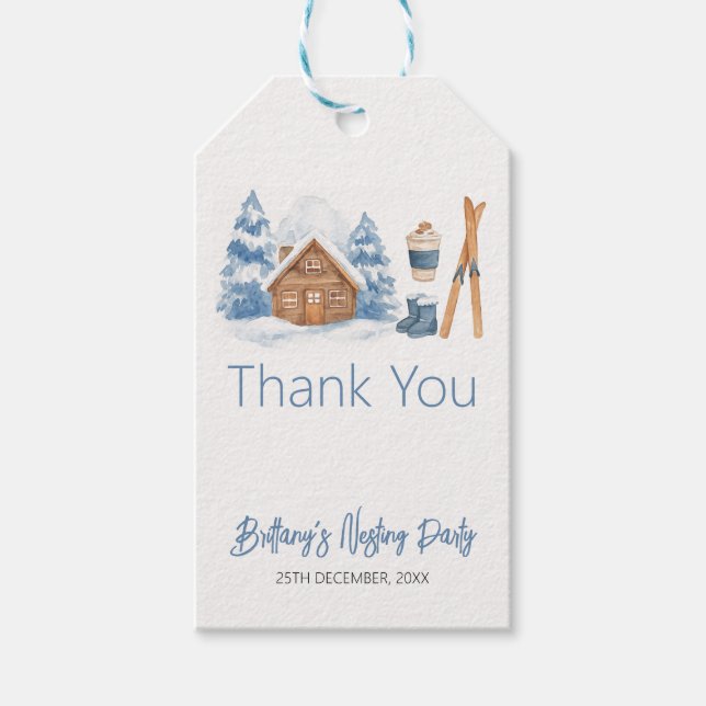 Apres Ski Baby Dusche Winter Nesting Party Geschenkanhänger (Vorderseite)