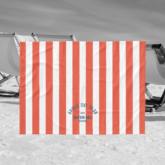 Apres Ski Club Custom Lage Retro Roter Streifen Fleecedecke (Von Creator hochgeladen)