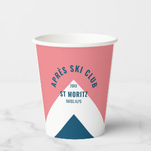 Après Ski Club Pink Navy Retro Style Ski Party Pappbecher