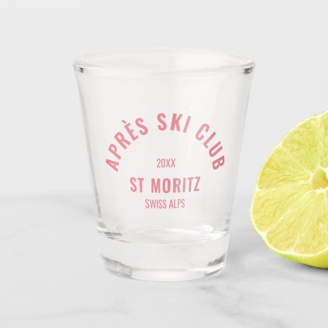 Après Ski Club Pink Retro Party Schnapsglas (Vorderseite)