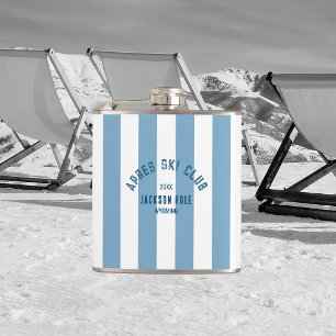 Apres Ski Club Retro Blue Streifen Custom Lage Flachmann