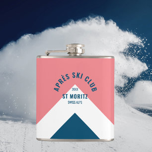Après Ski Club Retro Pink Navy Reise Flachmann
