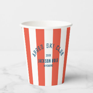 Apres Ski Club Retro Roter Streifen Ski Themenaben Pappbecher