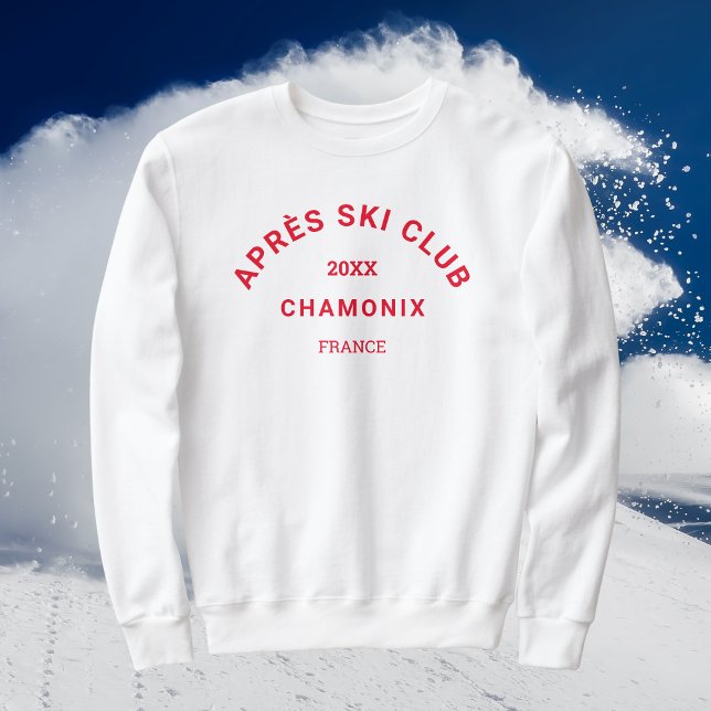 Après Ski Club Rotes Skigebiet Wappen Mens White Sweatshirt (Von Creator hochgeladen)