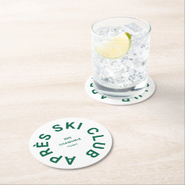 Après Ski Club Winter Green Ski Resort Wappen Runder Pappuntersetzer