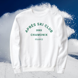 Après Ski Club Winter Green Ski Resort Wappen Weiß Sweatshirt
