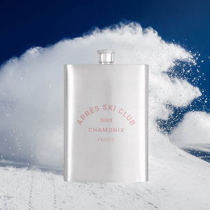 Après Ski Club Winter Pink Skigebiet Wappen Flachmann