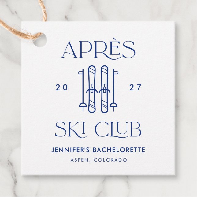 Apres Ski Club Winterschnee Junggeselinnen-Abschie Geschenkanhänger (Vorderseite)