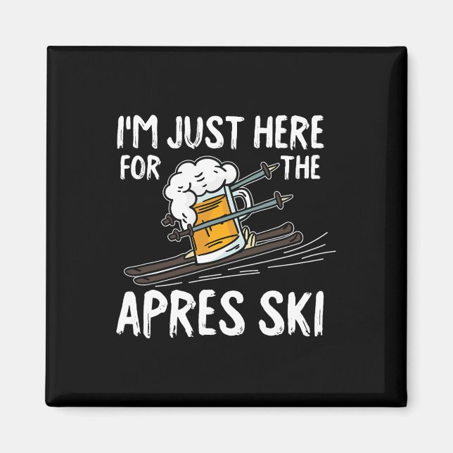 Apres Ski Funny Skier Winter Skipass Magnet (Vorne)