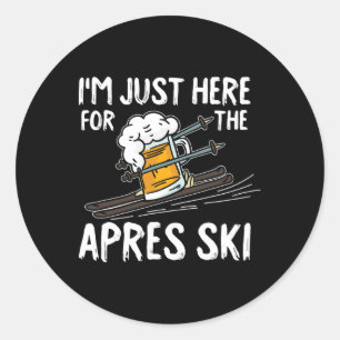 Apres Ski Funny Skier Winter Skipass Runder Aufkleber