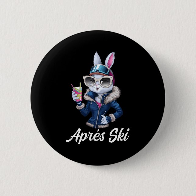 Apres Ski Hat Party Design Ski Bunny Skier Outfit  Button (Vorderseite)