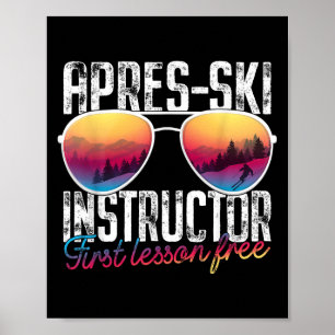 Apres Ski Instructor Erste Lektion Freier Skifahre Poster