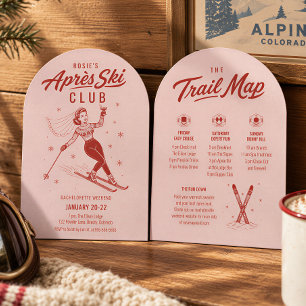 Apres Ski Junggesellinnenabschied Pink und Rot Rei Einladung