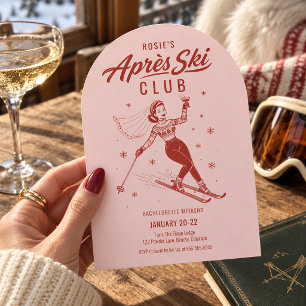 Apres Ski Junggesellinnenabschied Rosa und Rot Einladung