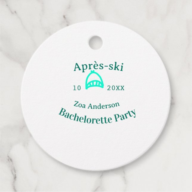 Après-Ski-Junggesellinnenabschied Türkis Hut Name  Geschenkanhänger (Vorderseite)