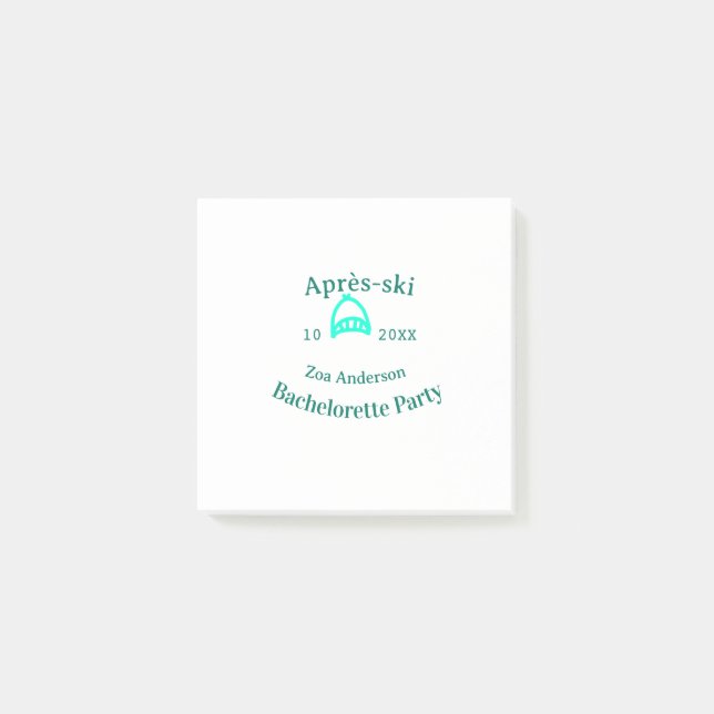 Après-Ski-Junggesellinnenabschied Türkis Hut Name  Post-it Klebezettel (Vorderseite)