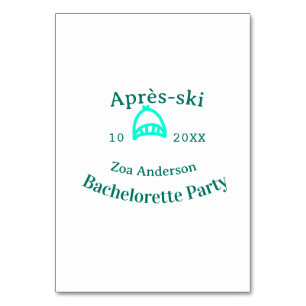 Après-Ski-Junggesellinnenabschied türkisfarbener H Tischnummer
