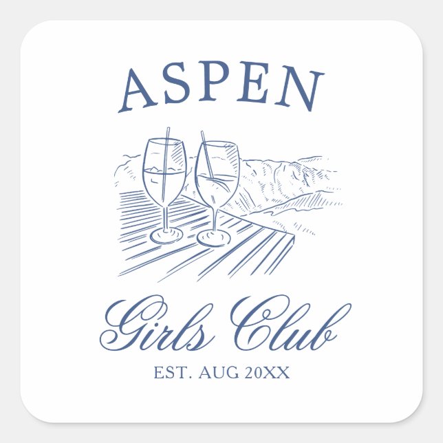 Après Ski mit der Braut zum Bach Weekend Quadratischer Aufkleber (Vorderseite)