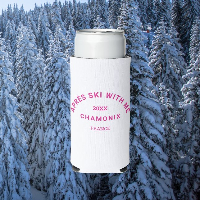 Après Ski mit mir Hot Pink Ski Wappen Party Selters Dosenkühler (Von Creator hochgeladen)