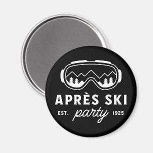 Apres-Ski-Party Berg Winterhütte schwarz Magnet
