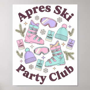Après-Ski-Party-Club Retro-Winter-Skiurlaub Poster