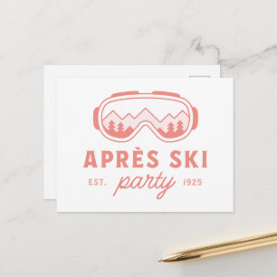Après-Ski-Party-Skiing-Mädchen-Abend-rosa-Ästhetik Postkarte