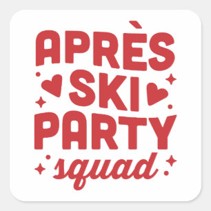 Apres-Ski-Party-Trupp nach Skiclub im Vintage-Stil Quadratischer Aufkleber