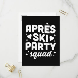 Après-Ski-Party-Truppe Schwarz-Weiß Einladungspostkarte