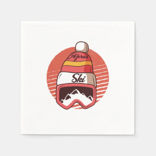 Apres Ski Retro Vintage Skier Skiing Winter Sports Serviette