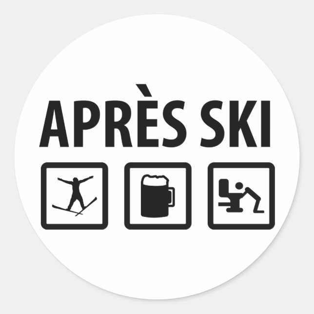 Apres Ski Runder Aufkleber (Vorderseite)
