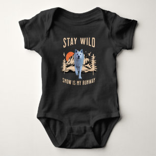 Après Ski Snow Runway Wolf Art Baby Strampler