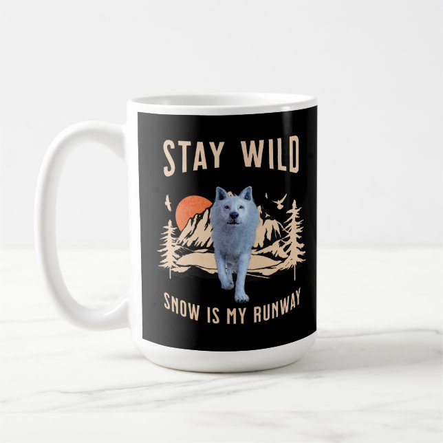 Après Ski Snow Runway Wolf Art Kaffeetasse (Links)
