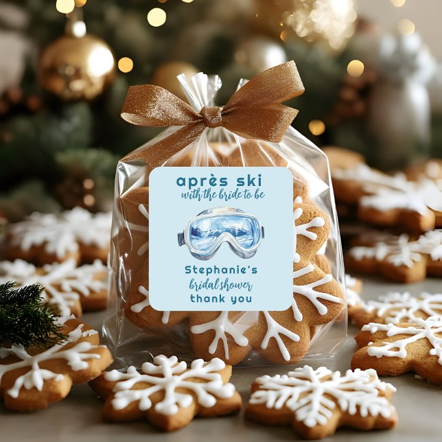 Après-Ski Sportliche Winter-Wasserfarben-Hochzeits Quadratischer Aufkleber (Von Creator hochgeladen)