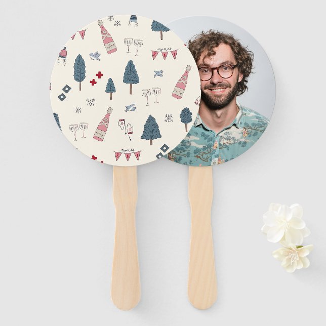 Apres Ski Weekend Bachelorette Game Grooms Face Fächer (Vorne und Hinten)